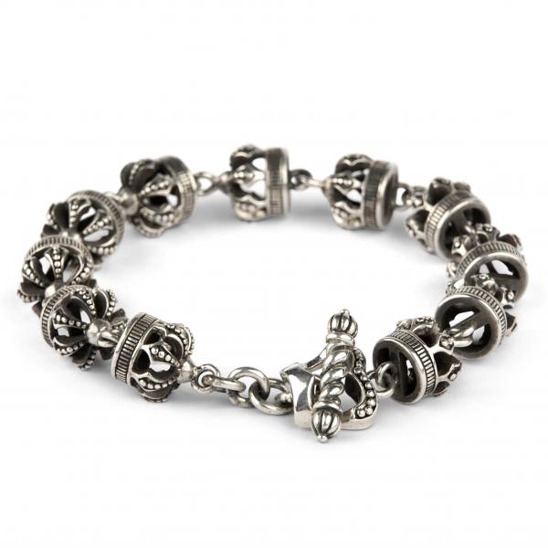 Filigree Silver Bracelet With Crowns