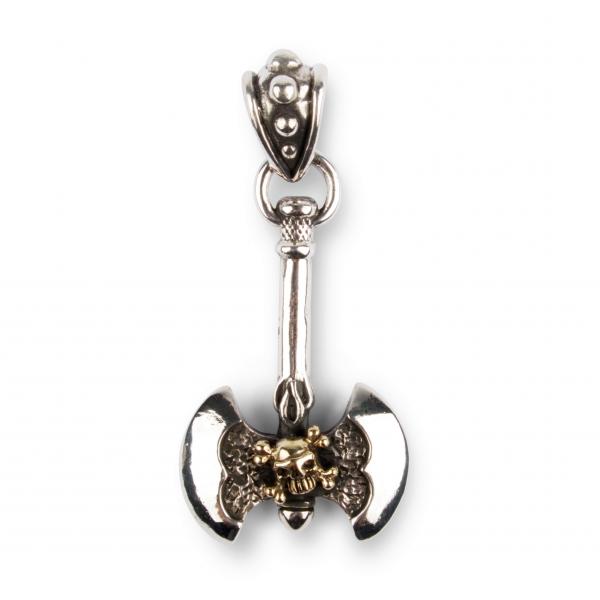 Battle Axe Pendant With Golden Skull