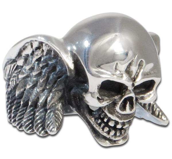 Geflügelter Skull-Ring aus Sterling Silber