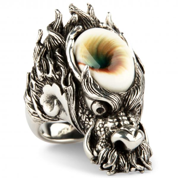 4,5cm langer Shell Dragon - Drachen Ring mit Seelenstein