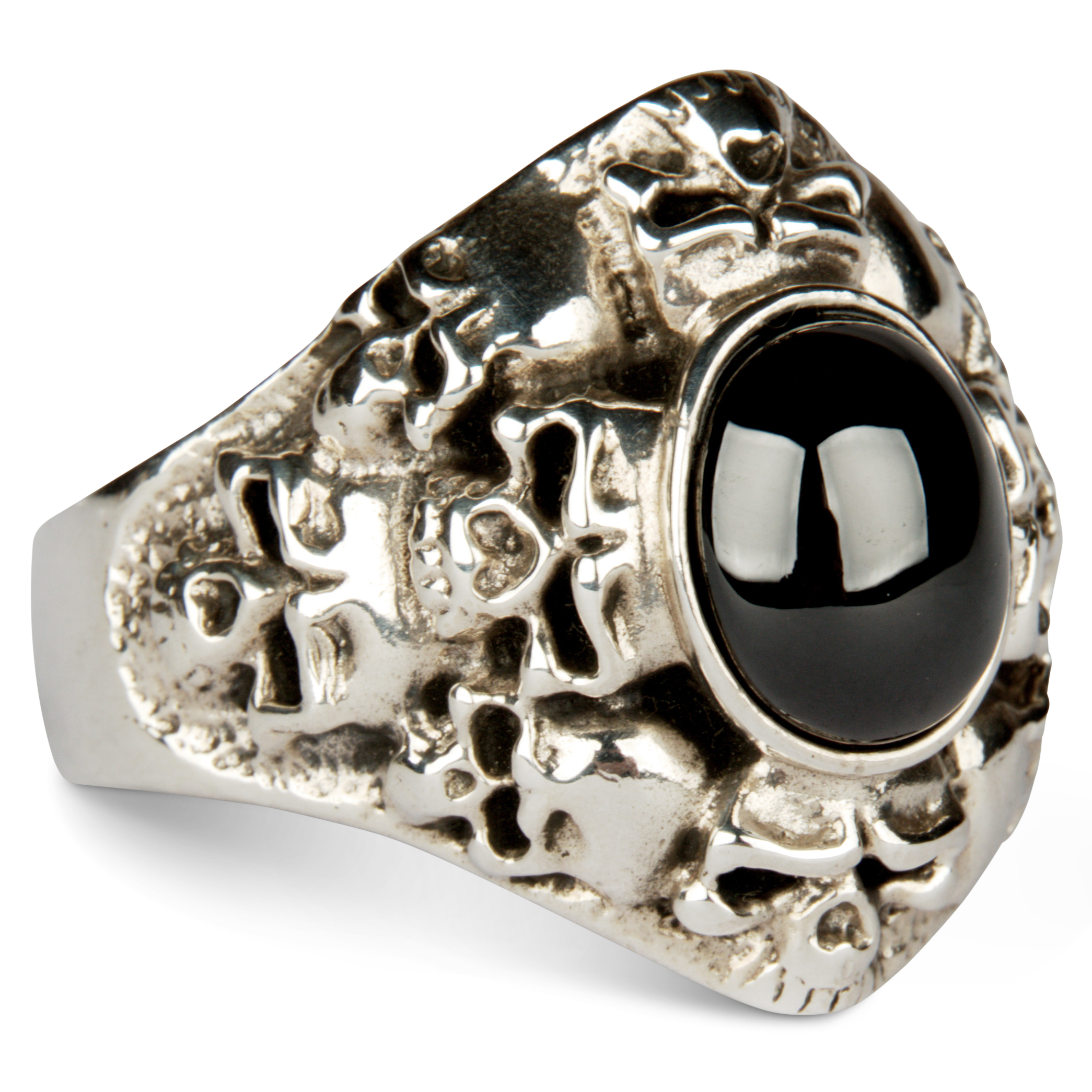 Black Onyx Skullpile Ring Solid Sterling silver ring with lots