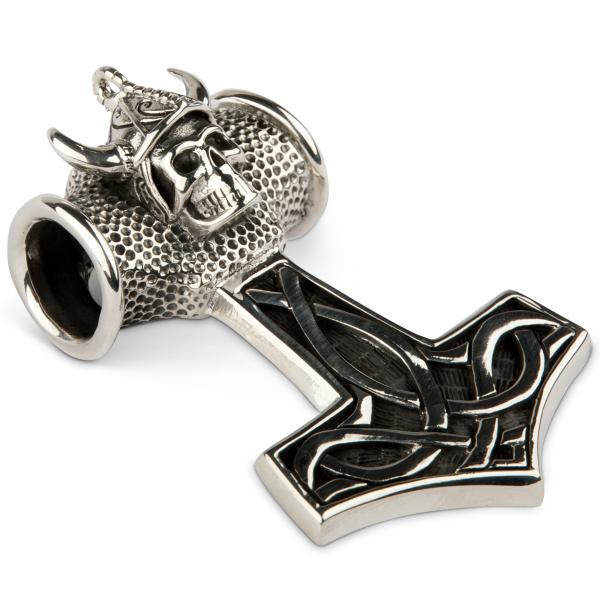 Thor's Hammer Pendant With Viking Skull