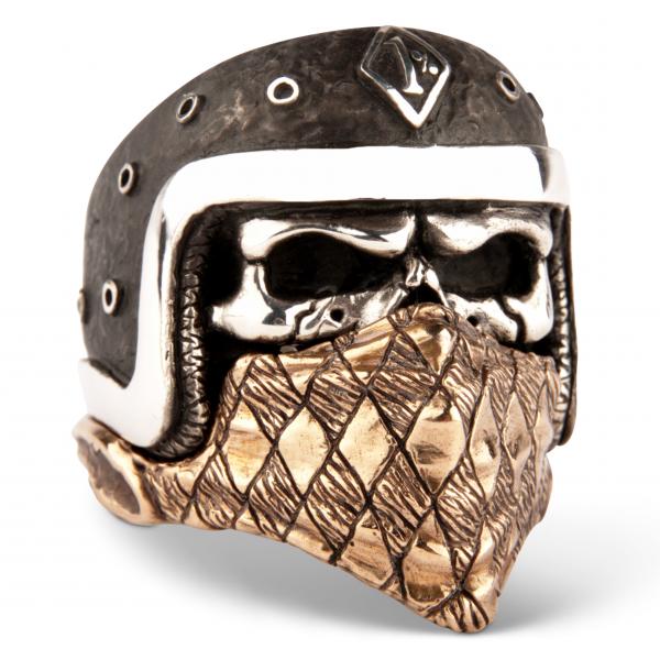 Biker Skull Ring 1%er with bandana