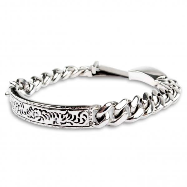 Sterling Silver Bracelet with Ornament Plate