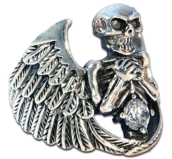 Angel of Death - Solid Skull Ring - White