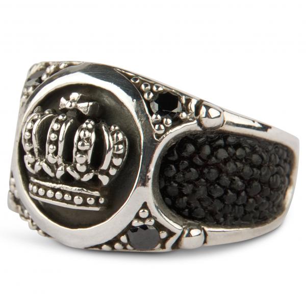Stachelrochenleder-Ring "Krone"