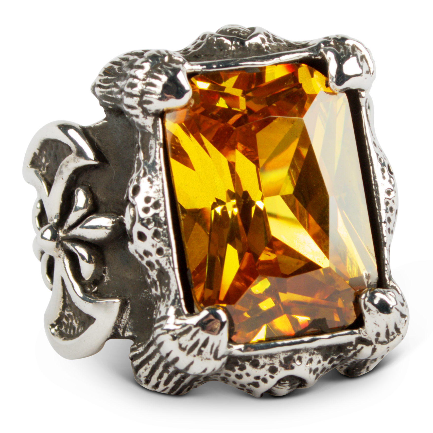 gevolgtrekking Skalk gezond verstand Big and mighty silver ring with a huge topas-like zirkonia gem and dragon claws | evilrings gevolgtrekking Skalk gezond verstand Big and mighty silver ring with a huge topas-like zirkonia gem and dragon claws | evilrings