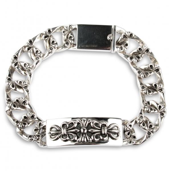 Silber Panzerarmband mit Gravurplatte "Fleur de Lis"