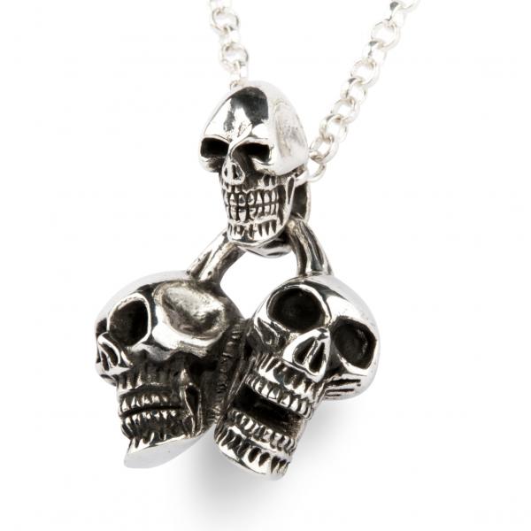 Triple-Skull Silver Pendant - new massive Version!