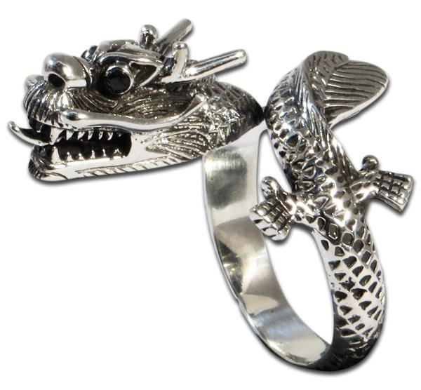 Drachenschlange - massiver Silber-Ring