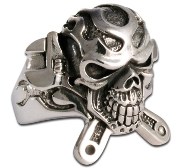 Schrauber-Ring - Totenkopf mit Maulschlüsseln