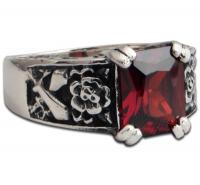 Schwerter und Rosen - Adelsring, Rot Schwerter und Rosen - Adelsring, Rot