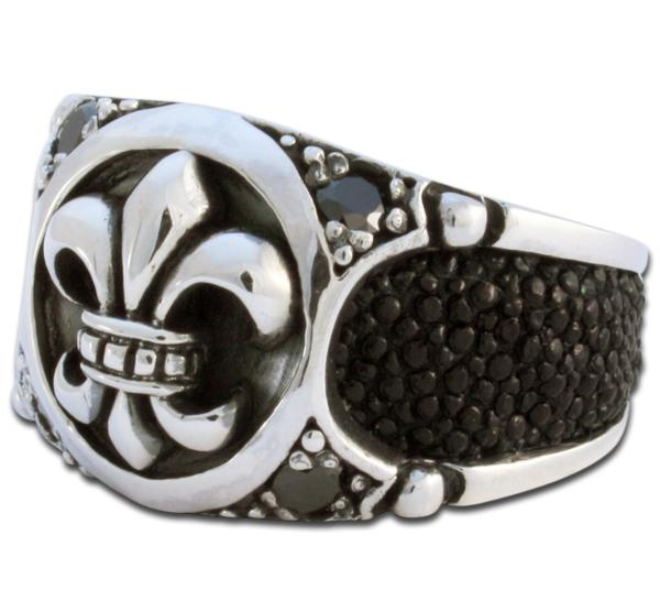 Stingray Leather Fleur-De-Lys Ring