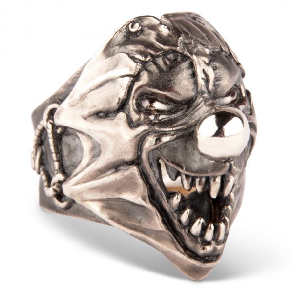 Evil Clown - evilrings Premium Silver Ring With A Nasty Smile And Sharp Teeth!