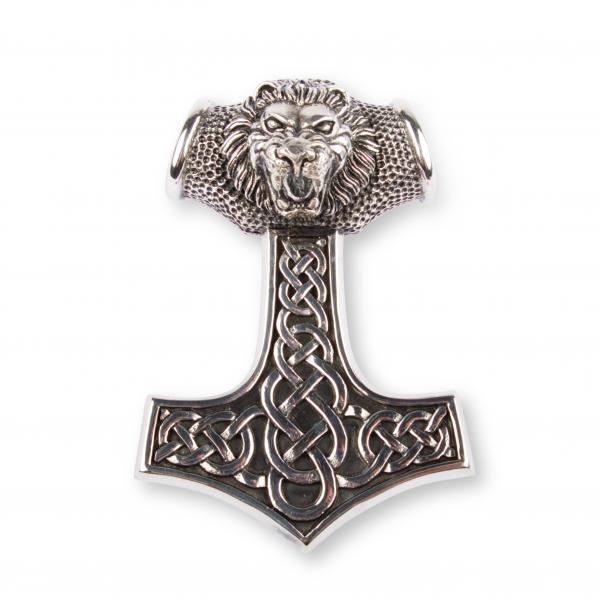 Gigantic Thor's Hammer Pendant With Lion's Head