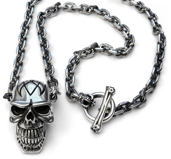 Silver Necklace - Big Tribal Skull