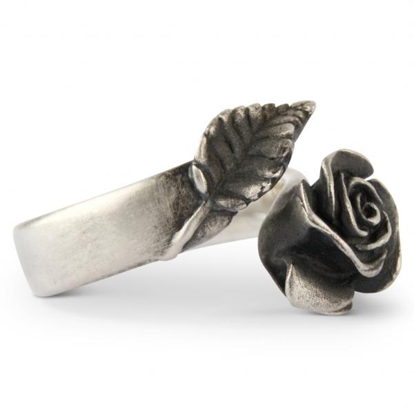 Offener Rosen Ring "Tanja" mit Blatt