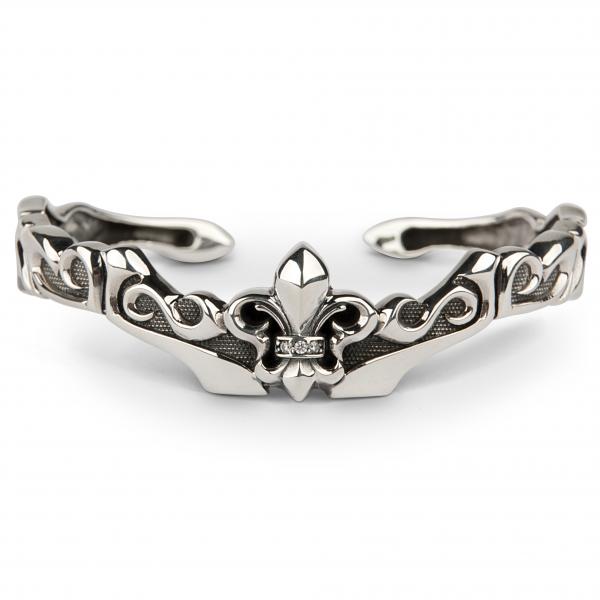 Fleur De Lis Silver Bangle