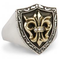 Vergoldeter Fleur-de-Lis Wappenring Vergoldeter Fleur-de-Lis Wappenring