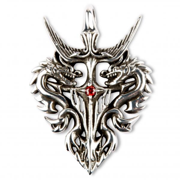 Crest Of The Dragonmaw Clan Pendant With Red Stone