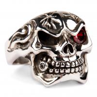Großer Mafia Totenkopf Ring mit Zirkonia - Rubin Großer Mafia Totenkopf Ring mit Zirkonia - Rubin
