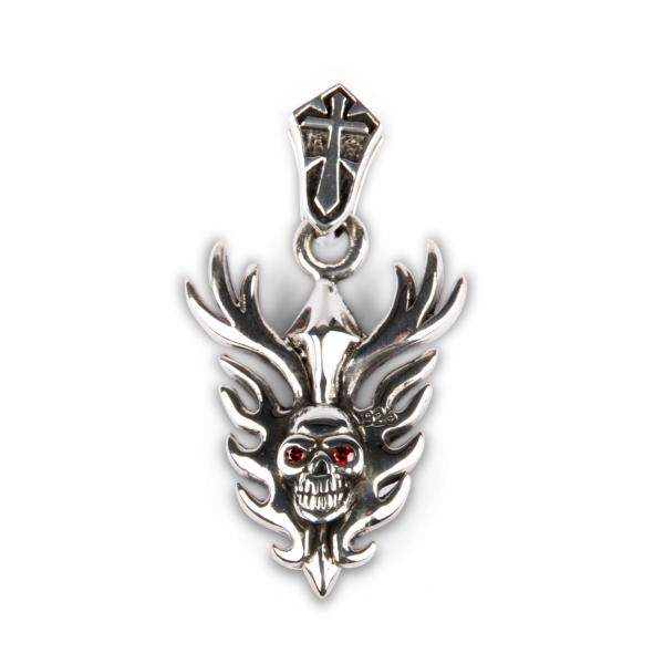 Tribal Skull Pendant With Red Eyes