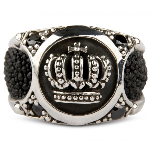 Stachelrochenleder-Ring "Krone"