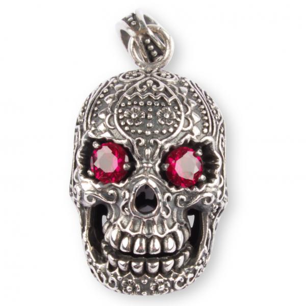 Tribal Skull Pendant With Red Eyes