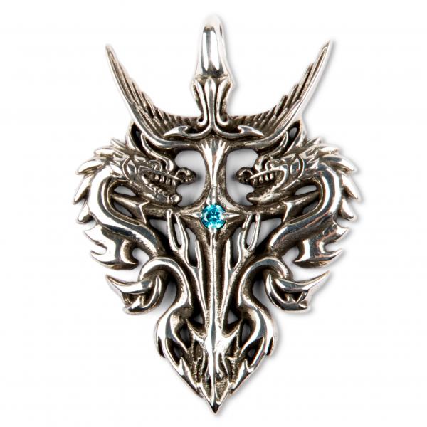 "Crest Of The Dragonmaw Clan" Pendant With blue Stone