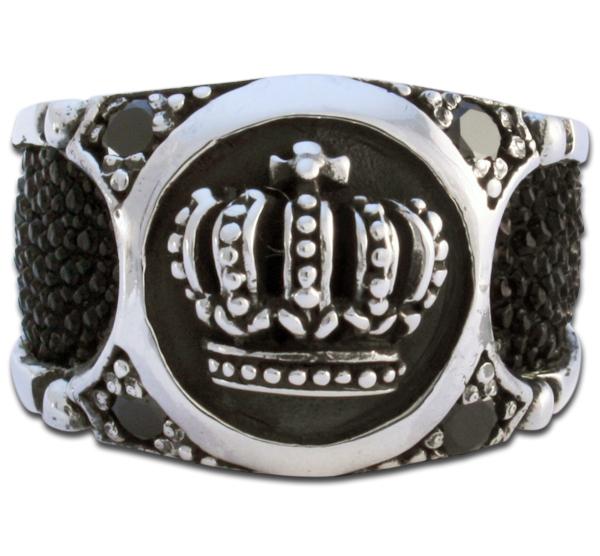 Stachelrochenleder-Ring "Krone"