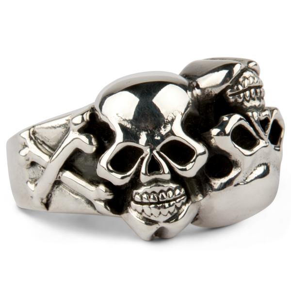 Totenkopf Yin-Yang Ring mit gekreuzten Knochen