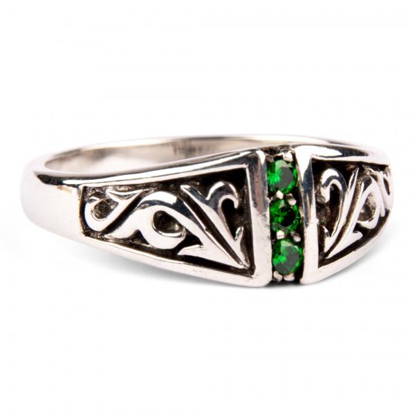 Emerald Dream - Small Decorated Silverring