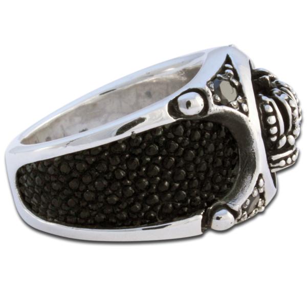 Stachelrochenleder-Ring "Krone"