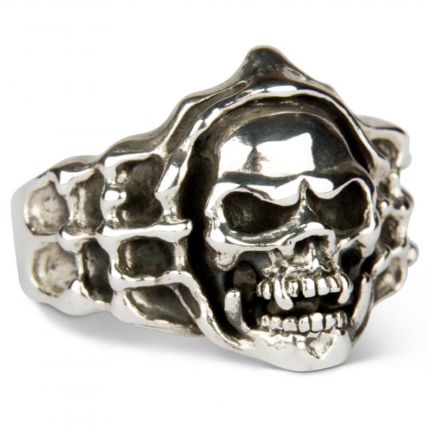 Tobender Vampir Totenkopf Ring - massiv