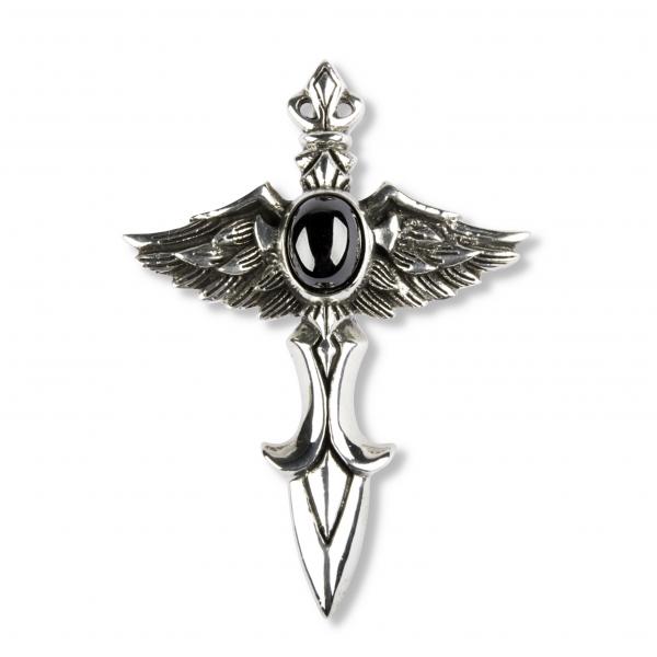 Flying Dagger Pendant With Black Stone