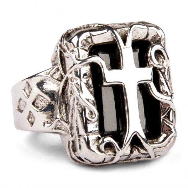 Big Cross-Ring With Tendrils And Black Crystal